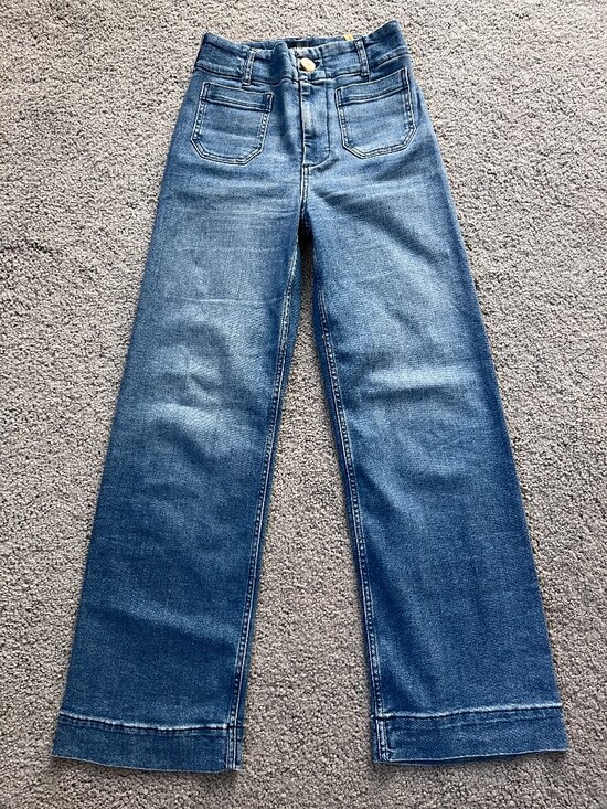 ANTHROPOLOGIE MAEVE THE COLETTE CROPPED LENGTH WIDE LEG JEANS 25 T / TALL / LONG